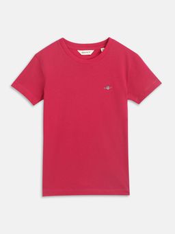 GANT - Boys Pink Solid Round Neck T-Shirt
