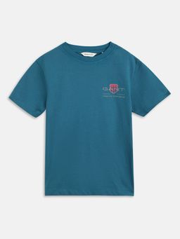 GANT - Boys Blue Solid Round Neck T-Shirt