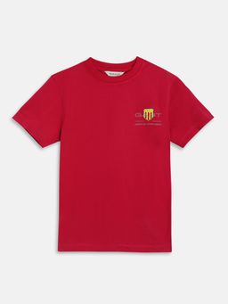 GANT - Boys Red Solid Round Neck T-Shirt