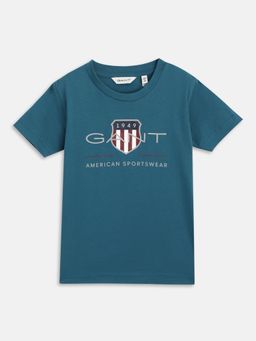 GANT - Boys Blue Printed Round Neck T-Shirt