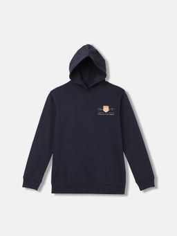 GANT - Boys Navy Blue Embroidered Full Sleeves Hoodie