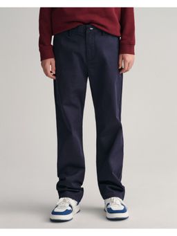 GANT - Boys Navy Blue Solid Regular Fit Trousers