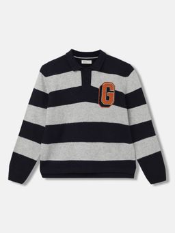 GANT - Boys Striped Full Sleeves Spread Collar Sweater