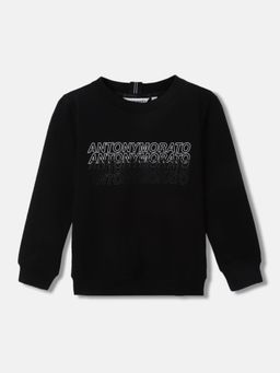Antony Morato - Boys Black Typography Full Sleeves Round Neck Sweatshirt