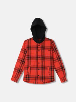 Antony Morato - Boys Checked Full Sleeves Hooded Shirt