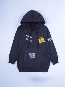 KiddoPanti - Navy Blue Fleece Regular Hoodie