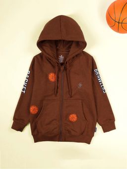 KiddoPanti - Brown Fleece Regular Hoodie