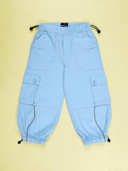 KiddoPanti - Blue Cotton Regular Cargo Pant