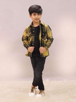 LITTLE GINNIE - Yellow Wool Regular Shirt