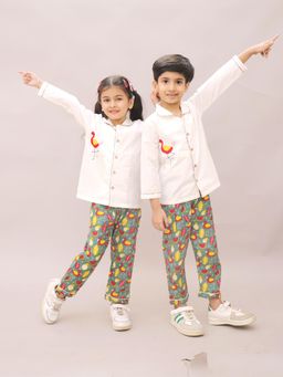 LITTLE GINNIE - White Cotton Regular Shirt With Pyjama
