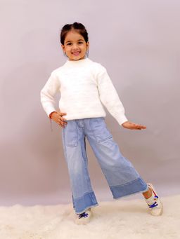 LITTLE GINNIE - White Wool Regular Sweater