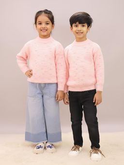 LITTLE GINNIE - Pink Wool Regular Sweater