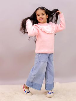 LITTLE GINNIE - Pink Wool Regular Sweater