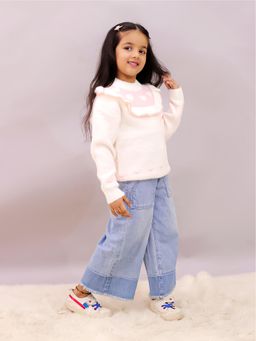 LITTLE GINNIE - Cream Wool Regular Sweater