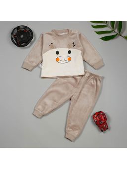 LITTLE GINNIE - Brown Wool Regular Sweatshirt With Joggers