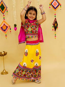 LITTLE GINNIE - Multi-Color Cotton Regular Choli With Lehenga & Dupatta