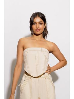 FREAKINS - Ecru Hester Denim Crop Top