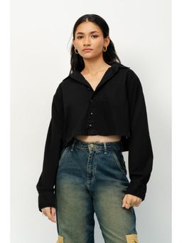 FREAKINS - Black Full Sleeves Crop Shirt