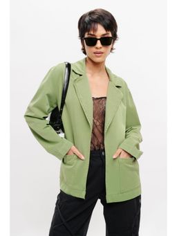 FREAKINS - Green Single Breasted Denim Ef Blazer