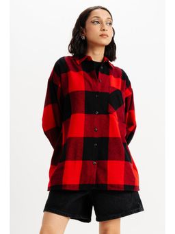 FREAKINS - Oversized Red Checks Shirt