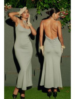 FREAKINS - Kourtney Backless Grey Maxi Dress