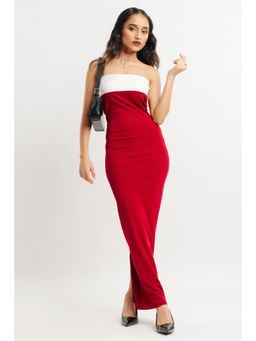 FREAKINS - Aer White And Red Maxi Dress