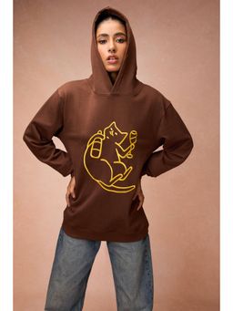 FREAKINS - Women's Cat Snuggle Brown Hoodie