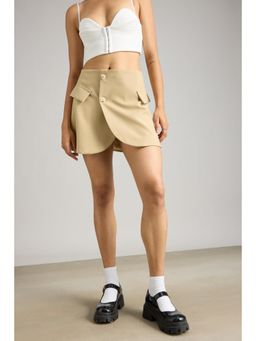 FREAKINS - Beige Wrap Mini Skirt