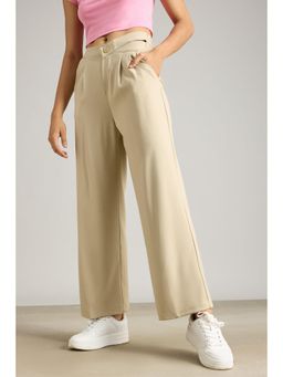 FREAKINS - Beige Pleated Formal Korean Pants