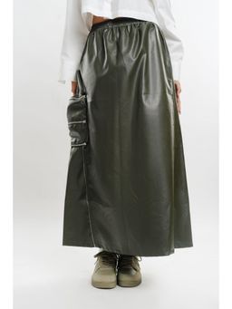 FREAKINS - Leather Cargo Long Skirt