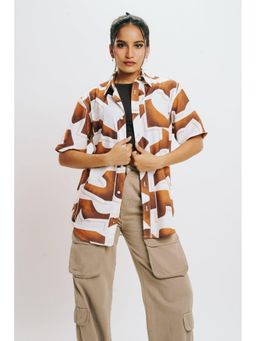 FREAKINS - Brown Printed Shirt