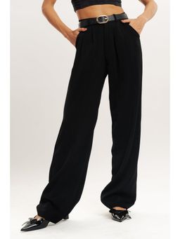 FREAKINS - Black Pleated Straight Fit Korean Pant