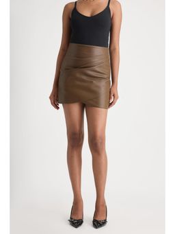 FREAKINS - Brown Leather Mini Skirt