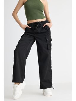 FREAKINS - Black Wide Leg Cargo Trouser