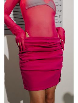 FREAKINS - Fuchsia Ruched Mini Skirt
