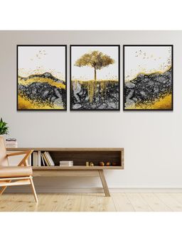 Dekorstation - 3D Wall Mount Frame Paintings For Wall Decor Golden Print Poster