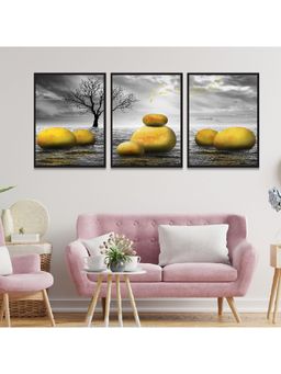 Dekorstation - Canvas Painting wall Frame Decor Golden Stone Art Print Poster Paintings
