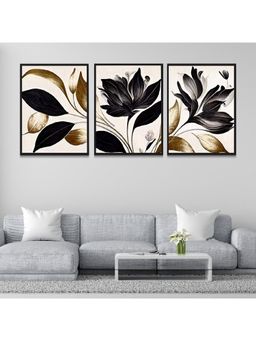 Dekorstation - Canvas Paintings wall Hanging Frame Home and Office Decor Triptych Flowers