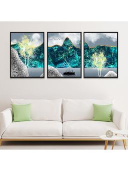 Dekorstation - Canvas Painting frame Decor Modern Gold Lines Art Print Poster Paintings