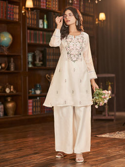 Autumnlane - Gaurisha Pearl Embroidery Kurti with Palazzo (Set of 2)