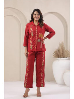 Autumnlane - Red Hopipola Crimson Embroidery Co-Ord (Set of 2)
