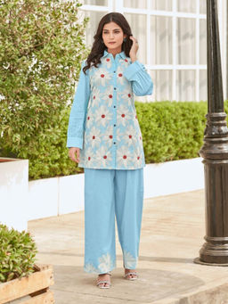 Autumnlane - Iyana Sky Blue Embroidery Co-Ord (Set of 2)