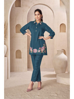 Autumnlane - Teal Jaideep Tiffany Embroidery Co-Ord (Set of 2)