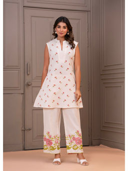 Autumnlane - White and Pink Maurya Cotton Printed Co-Ord (Set of 2)