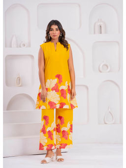 Autumnlane - Yellow Maurya Dandelion Floral Printed Cotton Co-Ord (Set of 2)