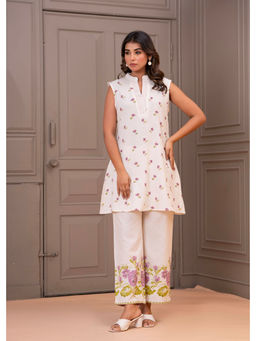 Autumnlane - White and Purple Maurya Cotton Printed Co-Ord (Set of 2)