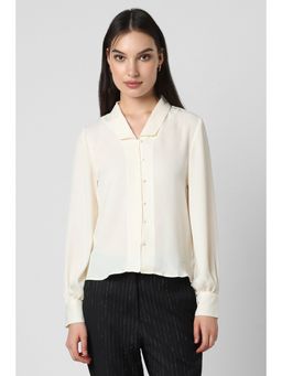 Van Heusen - Women Cream Solid Long Sleeves Formal Shirt