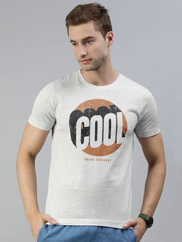 Huetrap - Mens Knitted Regular Fit Round Neck Short Sleeve Graphic Tee- Blue