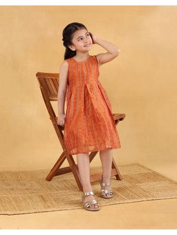 Fabindia - Rust Cotton Silk Blend Dress