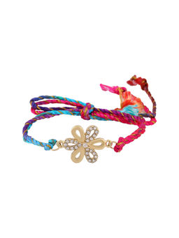 Estele - Gold Plated Designer Flower Rakhi with Austrian Crystals & Silk Thread